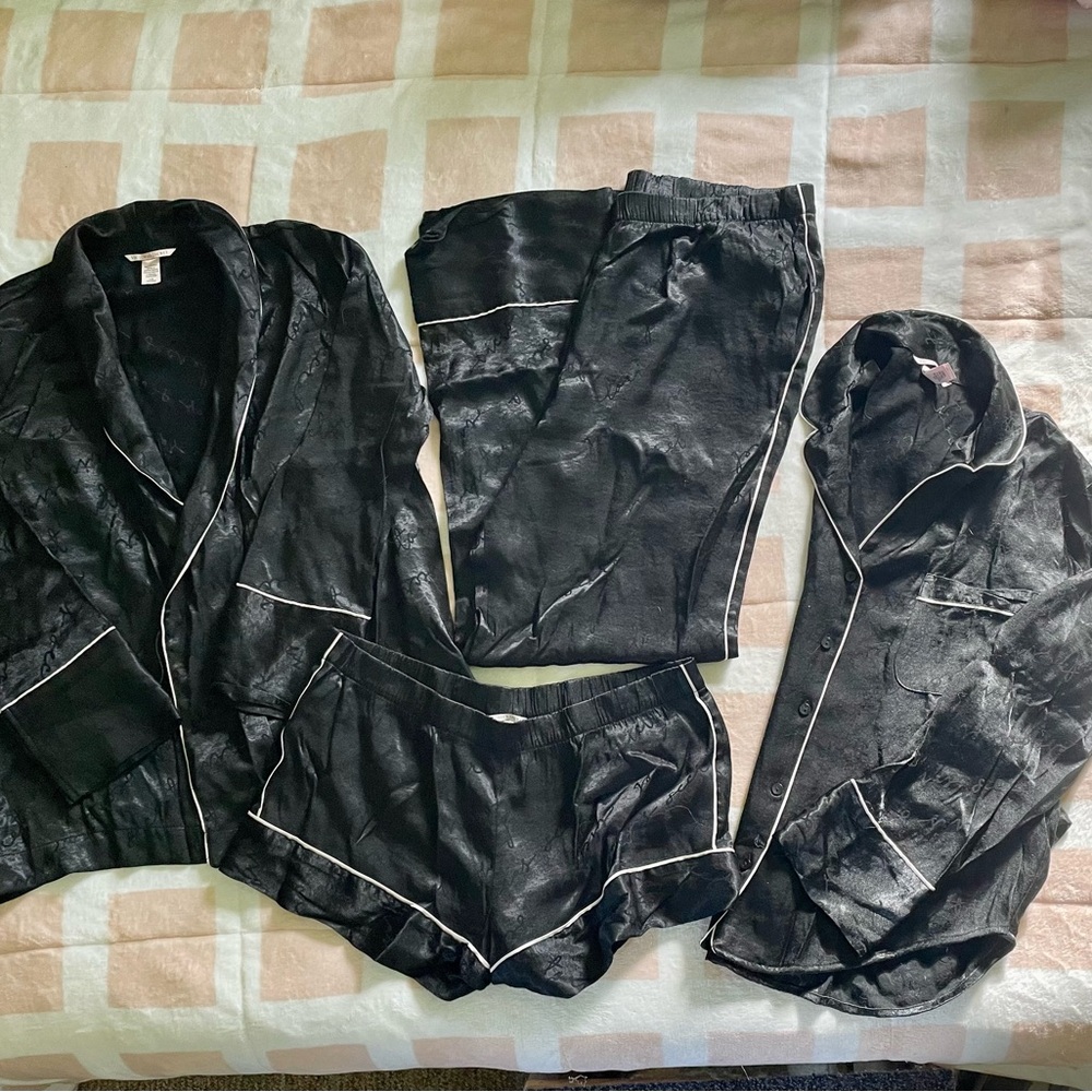 VS Black Satin Pajama Set (Tall Pants)